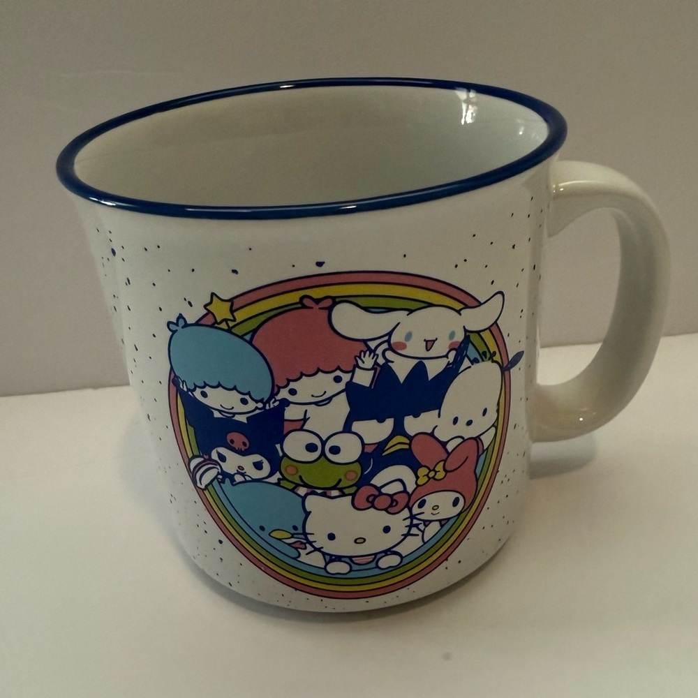 Sanrio hello kitty Mug with Blue Rim and Colorful friends